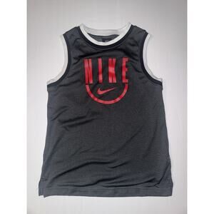 Nike Dri-Fit Youth Large Black Mesh Tank Top Red Logo Sleeveless